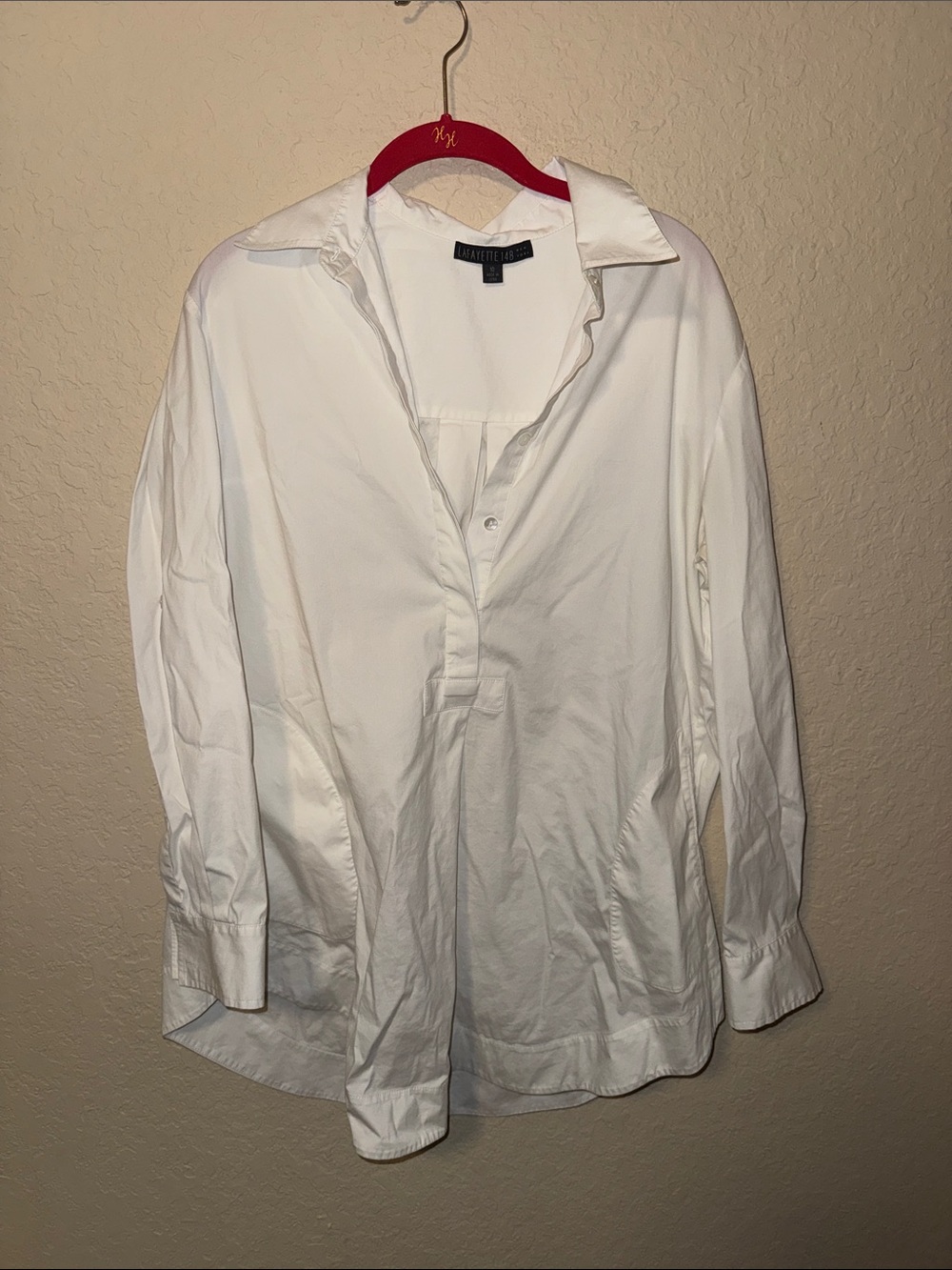 Lafayette 148 New York White Women's Button-Front Casual Shirt oversized